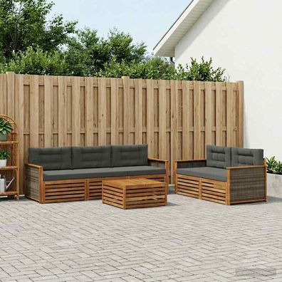 vidaXL Outdoor-Sofagarnitur 6 stk. Natur und Anthrazit