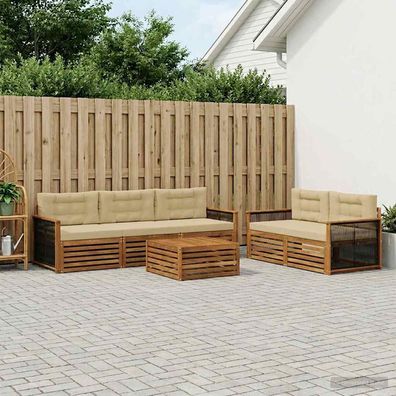 vidaXL Outdoor-Sofagarnitur 6 stk. Natur und Beige
