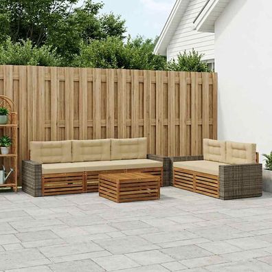vidaXL Outdoor-Sofagarnitur 6 stk. Natur und Beige