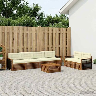 vidaXL Outdoor-Sofagarnitur 7 stk. Natur und Creme