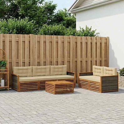 vidaXL Outdoor-Sofagarnitur 6 stk. Natur und Beige