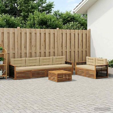 vidaXL Outdoor-Sofagarnitur 7 stk. Natur und Beige