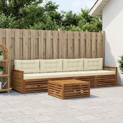 vidaXL Outdoor-Sofagarnitur 5 stk. Natur und Creme