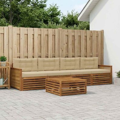 vidaXL Outdoor-Sofagarnitur 5 stk. Natur und Beige