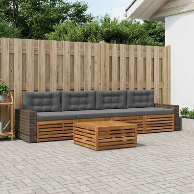 vidaXL Outdoor-Sofagarnitur 5 stk. Natur und Anthrazit