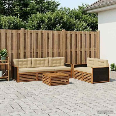 vidaXL Outdoor-Sofagarnitur 6 stk. Natur und Beige