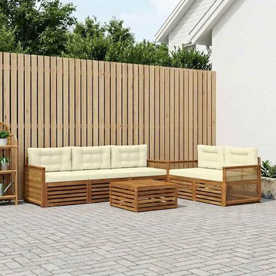 vidaXL Outdoor-Sofagarnitur 6 stk. Natur und Creme