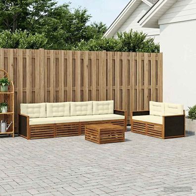 vidaXL Outdoor-Sofagarnitur 7 stk. Natur und Creme Polyester
