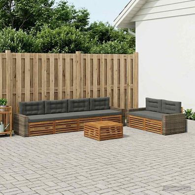 vidaXL Outdoor-Sofagarnitur 7 stk. Natur und Anthrazit Polyester