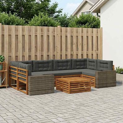 vidaXL Outdoor-Sofagarnitur 7 stk. Natur und Anthrazit Polyester