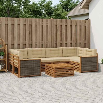 vidaXL Outdoor-Sofagarnitur 7 stk. Natur und Beige