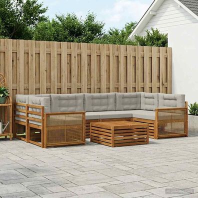 vidaXL Outdoor-Sofagarnitur 7 stk. Natürlich und Hellgrau