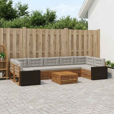 vidaXL Outdoor-Sofagarnitur 8 stk. Natürlich und Hellgrau