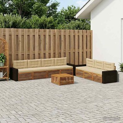 vidaXL Outdoor-Sofagarnitur 8 stk. Natur und Beige Polyester