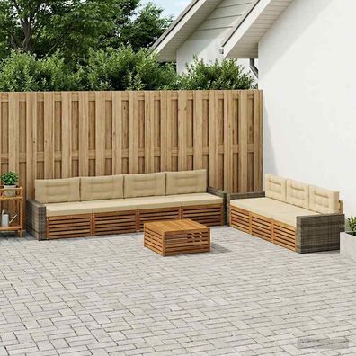 vidaXL Outdoor-Sofagarnitur 8 stk. Natur und Beige Polyester