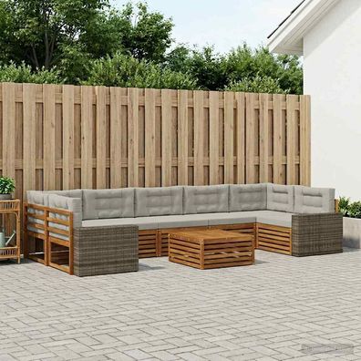 vidaXL Outdoor-Sofagarnitur 8 stk. Natürlich und Hellgrau