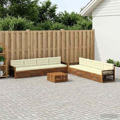 vidaXL Outdoor-Sofagarnitur 9 stk. Natur und Creme