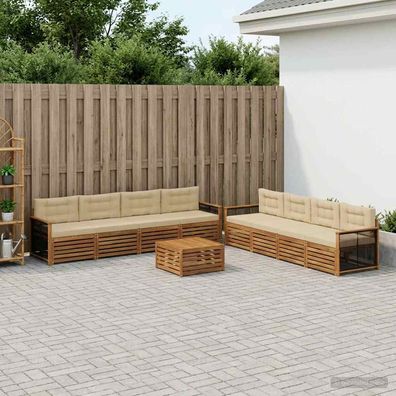 vidaXL Outdoor-Sofagarnitur 9 stk. Natur und Beige