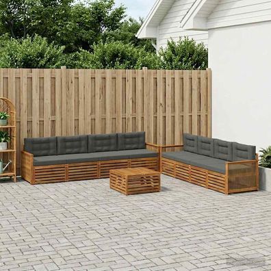vidaXL Outdoor-Sofagarnitur 9 stk. Natur und Anthrazit
