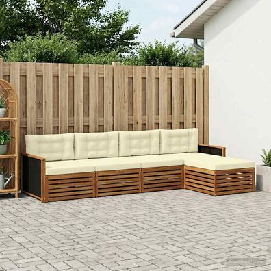 vidaXL Outdoor-Sofagarnitur 5 stk. Natur und Creme Polyester