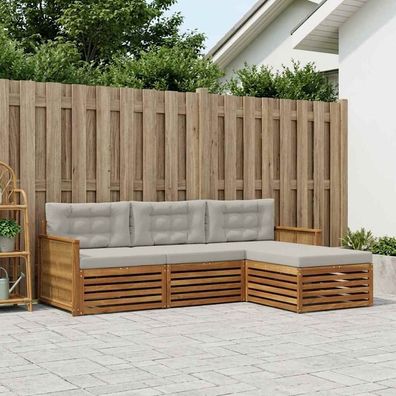 vidaXL Outdoor-Sofagarnitur 4 stk. Natürlich und Hellgrau