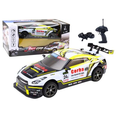Leantoys RC Sportwagen 1:16 Drift Wechselfelgen weiß und gelb