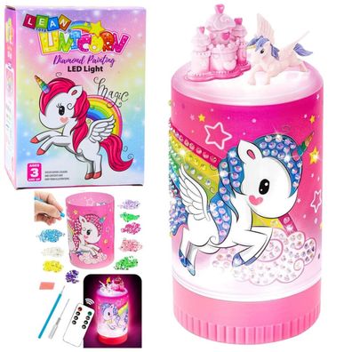 Kreativset Einhorn im Glas Diamanten Nachtlampe Fernbedienung DIY
