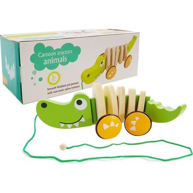 Leantoys Hölzernes Krokodil auf Rädern 18cm