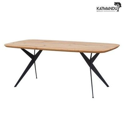 Esstisch Sistina 160 × 90 cm oval – Massiver Eichenholztisch mit Metallbeinen, L