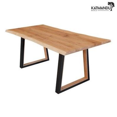 Gavardo Esstisch 90×180 cm – Massiver Eichenholz Tisch mit schwarzen Metallbeine