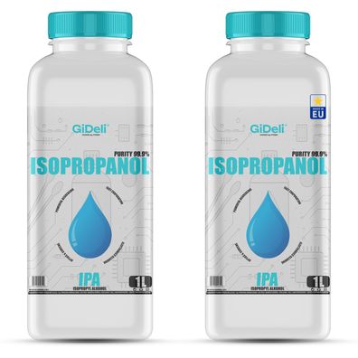 GiDeli Isopropanol 99,9% 2 Liter Reiniger Hochprozentiger Isopropylalkohol IPA
