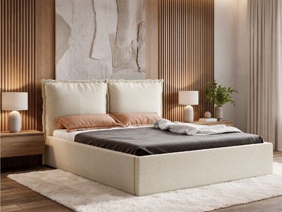 Polsterbett MIRA mit Bettkasten, Stauraum und Metall-Lattenrost - VIBE