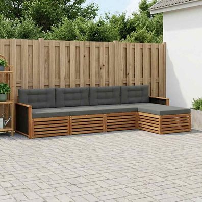 vidaXL Outdoor-Sofagarnitur 5 stk. Natur und Anthrazit Polyester