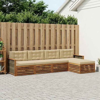 vidaXL Outdoor-Sofagarnitur 5 stk. Natur und Beige