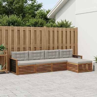 vidaXL Outdoor-Sofagarnitur 5 stk. Natürlich und Hellgrau