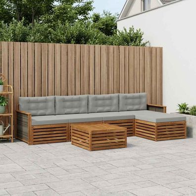 vidaXL Outdoor-Sofagarnitur 6 stk. Natürlich und Hellgrau