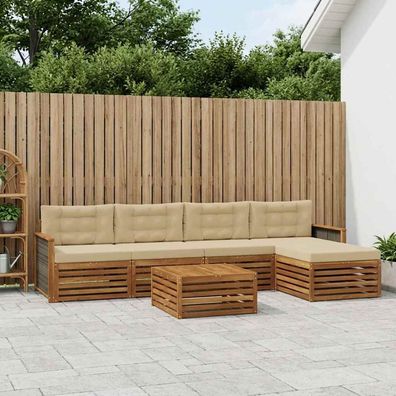 vidaXL Outdoor-Sofagarnitur 6 stk. Natur und Beige