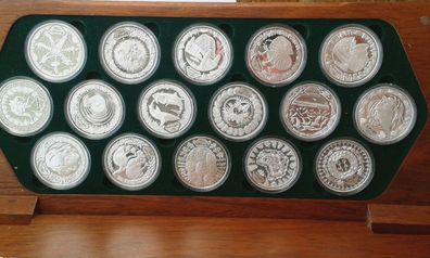 16 x 5$ 2000 PP Australien Sydney 16 Unzen Silber 999er + Münzdose + Etui