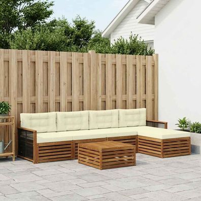 vidaXL Outdoor-Sofagarnitur 6 stk. Natur und Creme