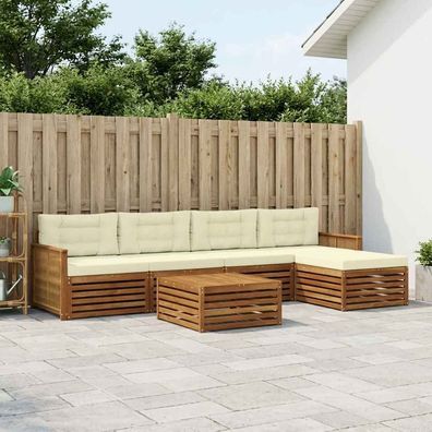 vidaXL Outdoor-Sofagarnitur 6 stk. Natur und Creme