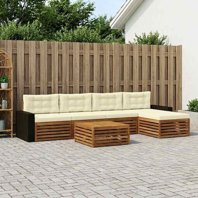 vidaXL Outdoor-Sofagarnitur 6 stk. Natur und Creme Polyester