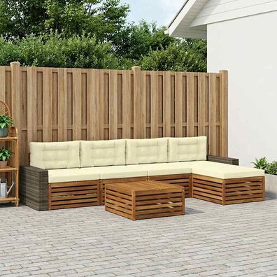vidaXL Outdoor-Sofagarnitur 6 stk. Natur und Creme Polyester