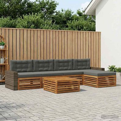 vidaXL Outdoor-Sofagarnitur 6 stk. Natur und Anthrazit Polyester