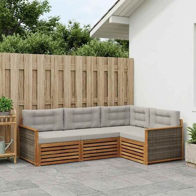 vidaXL Outdoor-Sofagarnitur 4 stk. Natürlich und Hellgrau