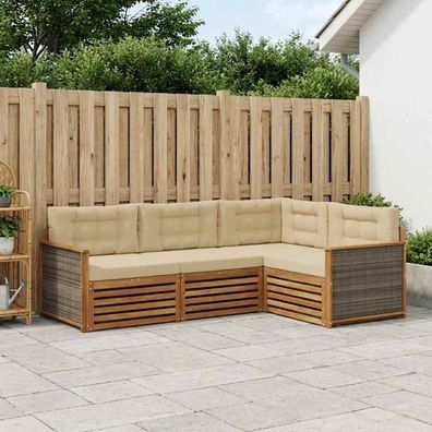 vidaXL Outdoor-Sofagarnitur 4 stk. Natur und Beige
