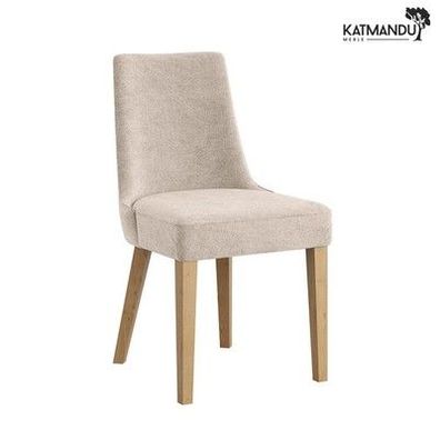 Carini Esszimmerstuhl mit Rebel Bezug Beige und Holzbeinen