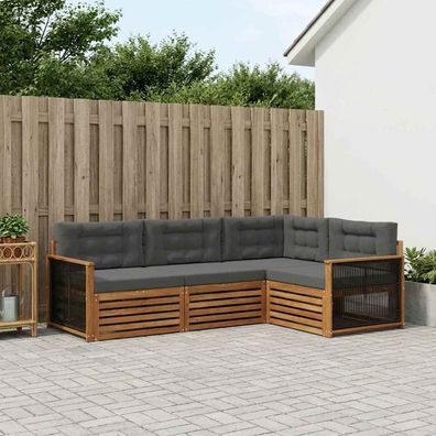 vidaXL Outdoor-Sofagarnitur 4 stk. Natur und Anthrazit