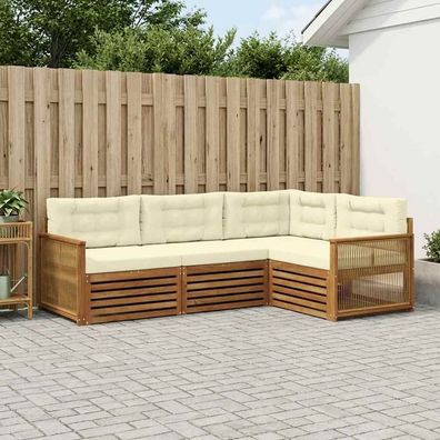 vidaXL Outdoor-Sofagarnitur 4 stk. Natur und Creme