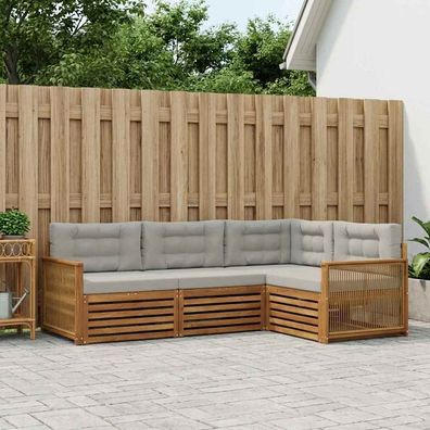vidaXL Outdoor-Sofagarnitur 4 stk. Natürlich und Hellgrau