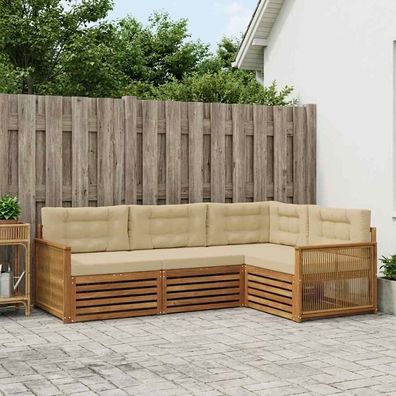 vidaXL Outdoor-Sofagarnitur 4 stk. Natur und Beige